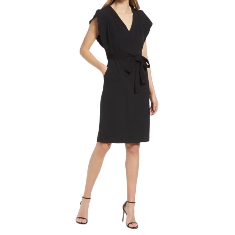Eliza J Ruffle Sleeve Sheath Dress in Black Size 6 New